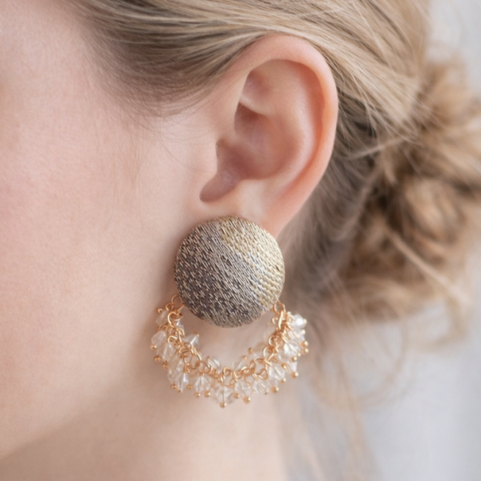 Boucles d'oreilles en soie Nishijin-ori (or)