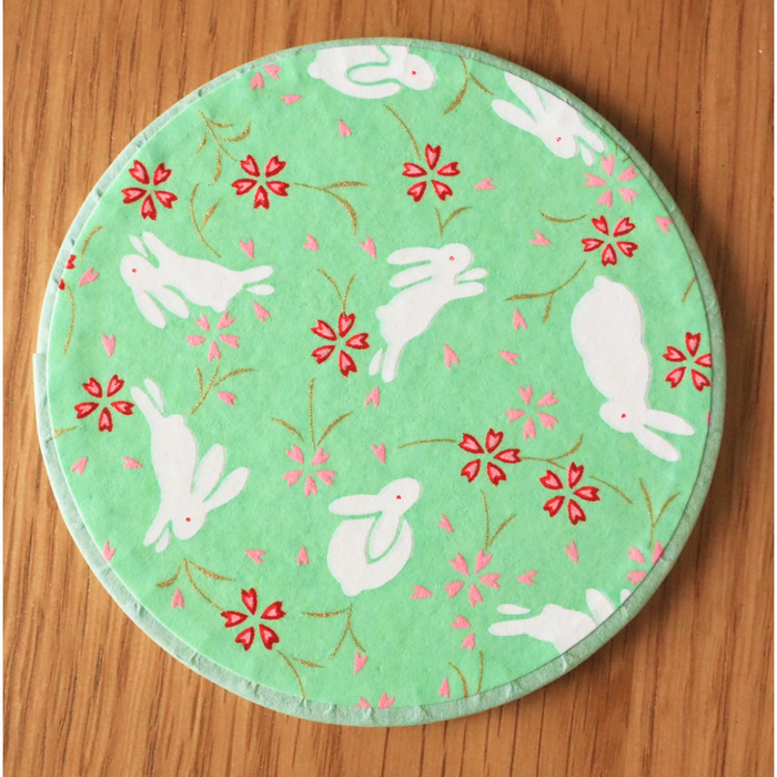 Washi Coaster (Green Rabbit)