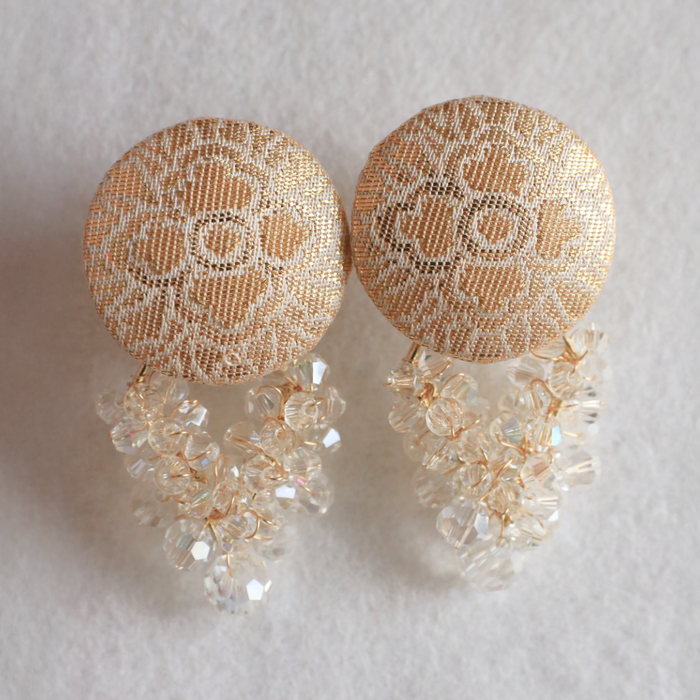 Boucles d'oreilles en soie Nishijin-ori (or)
