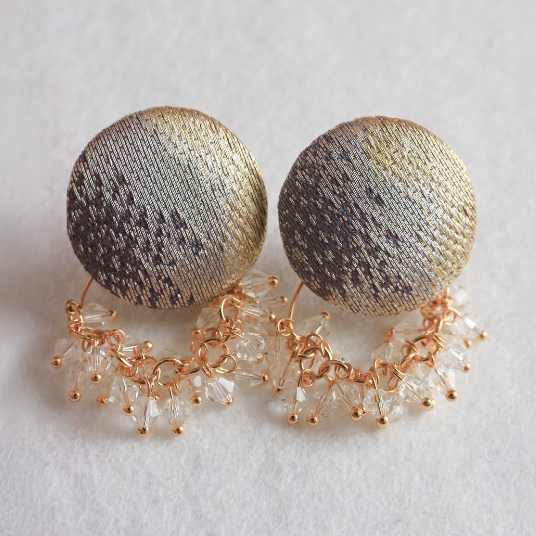 Nishijin-ori Silk Earrings (Wisteria)