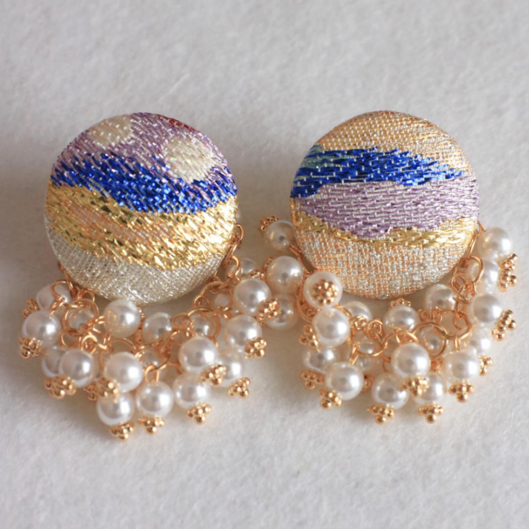 Nishijin-ori Silk Earrings (Multicolor)